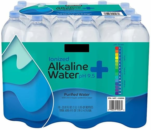 Signature Alkaline Water pH 9.5, Purified Drinking Water, 1 L, 18 Count