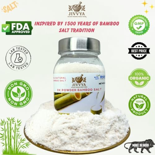 Jivvya 3X Bamboo Salt Powder - 2.4 OZ - Premium Korean-Style Natural Salt For Cooking and Wellness - and Immunity Support - Nutrient and Mineral Dense for Health