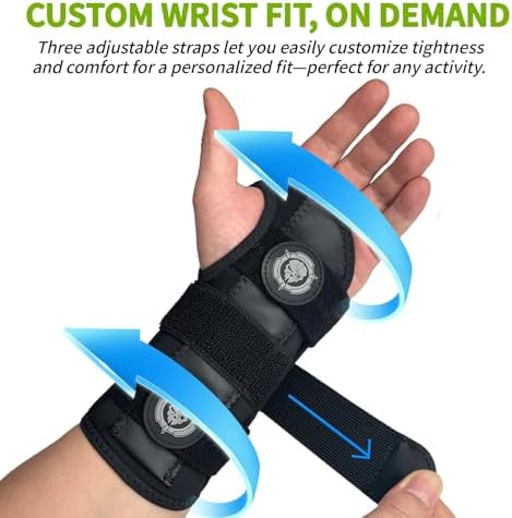 Jupiter Neoprene Wrist Brace - Adjustable, Relieves Pain from Carpal Tunnel, Tendonitis, Arthritis & Sprains, Unisex, Day & Night Wear，Left hand,XS/S