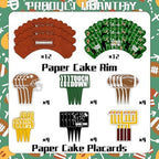 48Pcs Football Cupcake Toppers and Wrappers | Football Theme Birthday Sports Game Day Sunday Party Decoration Supplies