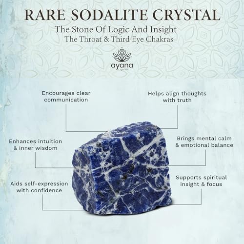AYANA Sodalite Crystal Healing Necklace - Handmade with Ethically Sourced Sodalite Stone - Balances Throat & Third Eye Chakras, Ideal for Sagittarius, November Birthstone - Women's Spiritual Jewelry