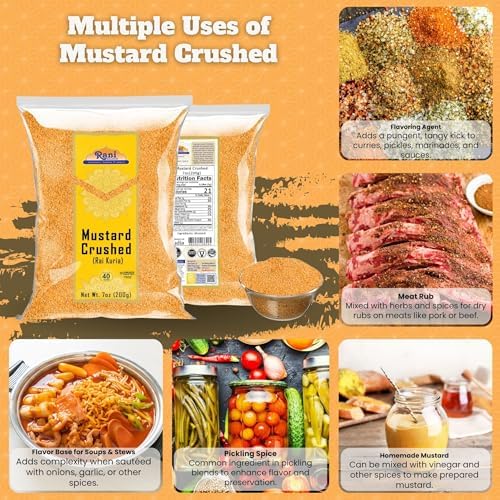 Rani Mustard Seeds Crushed Coarse 7oz (200g) ~ All Natural | Gluten Friendly | NON-GMO | Kosher | Vegan | Indian Origin