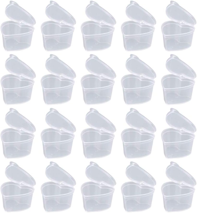EXCEART 50Pcs Heart Shape Storage Case Transparent DIY Organizer Box for Jewelry and Sundries Dustproof PP Material for Girls Neat Countertop