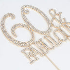 60 & Fabulous Cake Topper 60 Years Birthday Or 60th Wedding Anniversary Gold Crystal Rhinestone Party Decoration