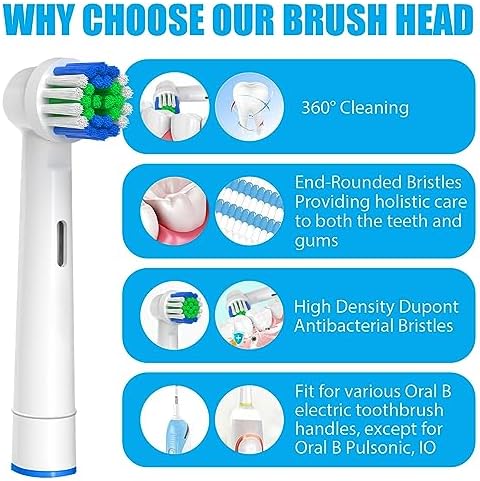Replacement Toothbrush Heads Compatible with Oral-B Braun, 16 Pcs Professional Electric Toothbrush Heads Brush Heads for Oral B Replacement Heads Refill Pro 500/1000/1500/3000/3757/5000/7000/7500/8000