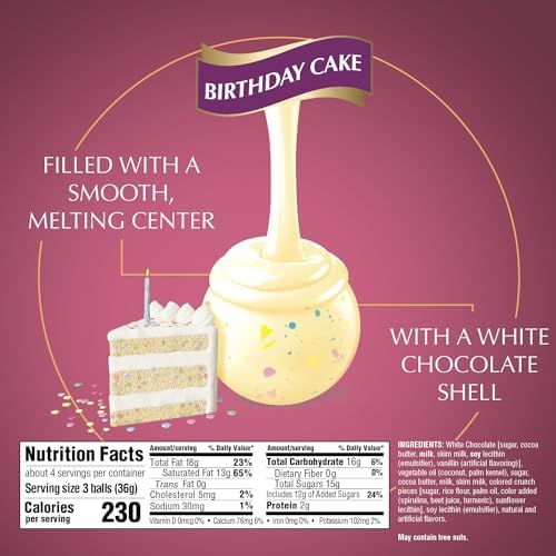 Lindt LINDOR Birthday Cake White Chocolate Truffles, White Chocolate Candy with Smooth, Melting Truffle Center, 5.1 oz. Bag