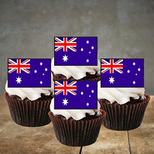 Australian Flag Edible Cupcake Toppers, Australia Edible Cake Decorations, Patriotic Decor, International Flags of the World Cake Toppers, Cricket and Olympic Decorations, Eurovision Party 50 UNCUT
