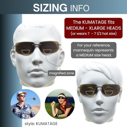proSPORT Polarized Bifocal Reading Sunglasses for Men Women Rimless Sport Sunglass Readers Lightweight UV Protection Durable
