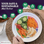 Health Beet 10” Macro Diet Portion Control Plate for Balanced Eating -3 Flat Sections for Veggies Carbs & Protein - Microwave & Dishwasher Safe Bariatric Sectioned Plates for Adults & Kids - 1 Pack