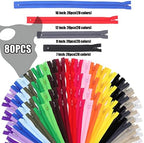 YAKA 80pcs 7 Inches 9 Inches 12 Inches 16 Inches Mixed Nylon Coil Zippers Colorful Sewing Zippers for Tailor Sewing Crafts, 20 Colors
