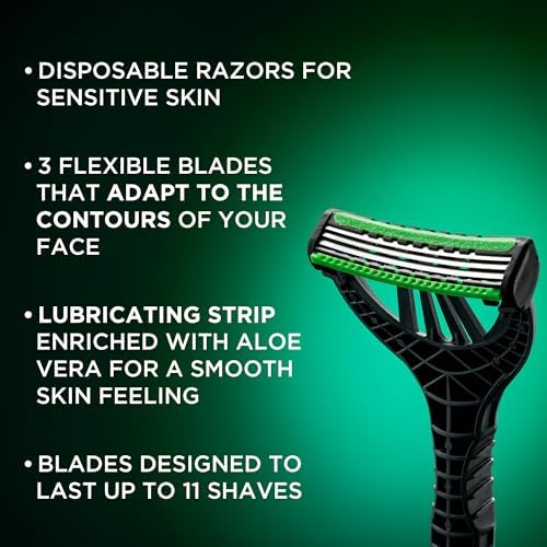 Wilkinson Sword - Xtreme 3 for Men | Sensitive | Pack of 8 Disposable Razors