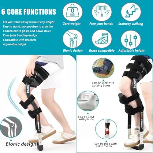 Non-Weight Bearing Hands Free Knee Crutch for Adults, Adjustable Lightweight Padded Knee Support Mobility Aid, Alternative to Crutches & Knee Scooters for Lower Leg Injury Recovery