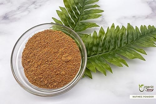Organic Way Premium Ground Nutmeg Powder (Myristica fragrans) - Healthy Digestion | Organic & Kosher Certified | Non GMO & Gluten Free | USDA Certified | Origin - India (1 Pound (Pack of 1))