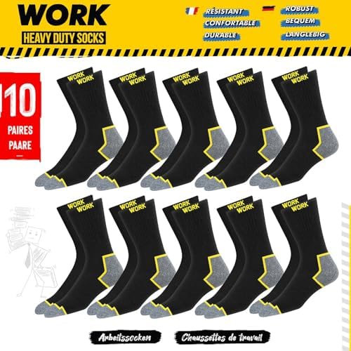 SOXCO WORK Socks for Men Crew Length Black Socks 6/10 Pairs