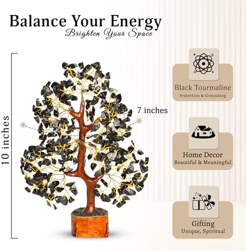 YATSKIA Black Tourmaline Crystal Tree of Life - Money Tree - Birthday Gifts for Women - Chakra Crystals and Stones - Positive Energy Gifts