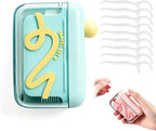 2 Pack Automatic Pop-Up Portable Floss Dispenser, Travel Sized Storage Case Pop Up Dispenser for Floss Picks, Floss Pick Dispenser One Touch, On-The-Go Oral Care (Green, Pink)