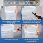 Lounsweer 2 Pack Clear 5 Gallon Bucket with Lid & Handle, Graduated Measuring Mixing Bucket Pail HDPE BPA-Free Storage Container Leakproof for Stirring Mixing Liquids