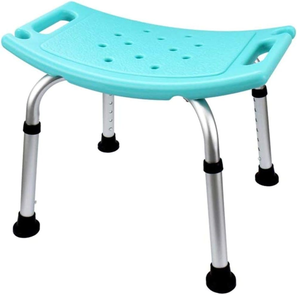 Bath Stool,Shower Chair with Shower Slot,Adjustable Height Anti-Slip Seat for Bathroom Safety - Senior/Handicap,Aluminium Frame,Blue