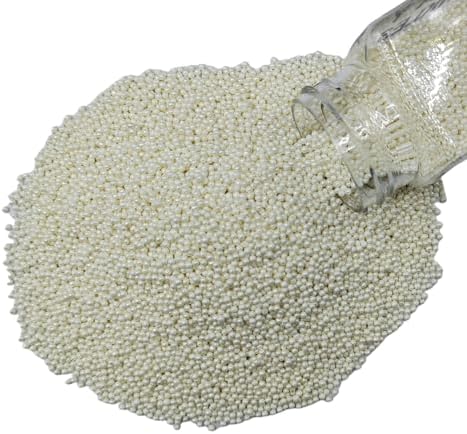 Homankit White Nonpareils Sprinkles Edible Cookie Decorations Mini Pearls for Decorating Cake, Baking, Cupcake Toppers, Ice Cream, Donuts 3.88 Ounce