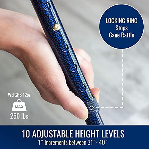 DMI Sports Walking Cane or Stick, Foldable Cane for Men, Women, Seniors and Handicapped Adjusts from 33-37" in 1 inch increments with Ergonomic Wood Handle,Supports up to 250 Pounds