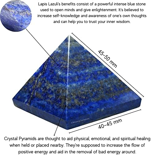 Amazing Gemstone Lapis Lazuli Pyramid Crystal Healing Stones - 2" Great Pyramid Figurine of Natural Stone Pyramid for Meditation, Reiki, Chakra Balancing and Crystal Pyramids Grid