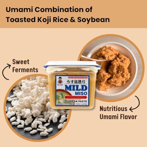 Miko Japanese White Miso, Shiro Miso Paste- 25% Low Sodium Miso Paste, All Natural Sweet Light Flavor, NON GMO 17.6oz Per Pack