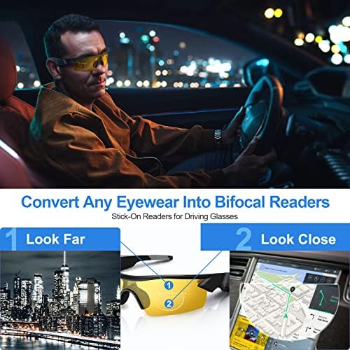 OKH 2-pack Stick-on Bifocal Lenses Reader, Adhesive Magnifying Reading Lenses for Glasses Goggles, No Water Needed