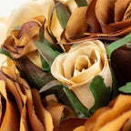 Factory Direct Craft Chocolate and Tan Artificial Silk Flower Nosegay Rose Bunch Bouquet - Faux Roses Stems for Floral Arrangement (12 Inches High)