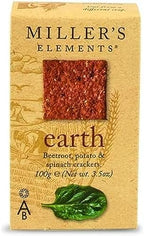 Miller's Elements Artisan Biscuits Earth Crackers | Made with Beetroot Potato & Spinach | Imported from England | 3.5 oz