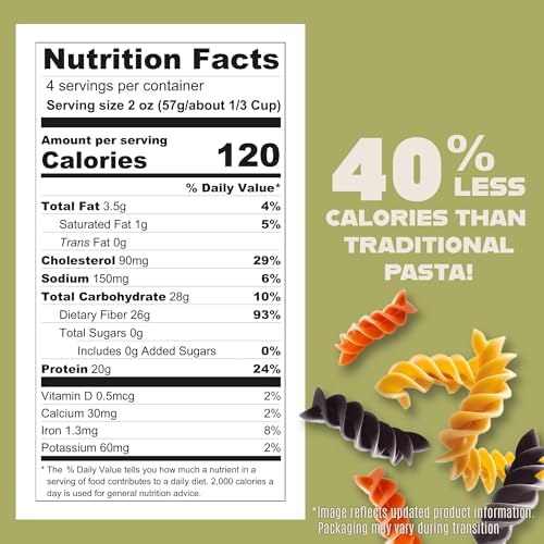 Care Free Kitchen Rotini Keto Pasta Noodles Variety 3-Pack (8 oz. Bags) Plain, Sundried Tomato, Roasted Garlic, 20g High Protein, Low Carb 2g Net Carbs, 26g High Fiber