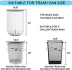 5 Gallon Trash Bags - 20 Liter Strong Garbage Bags Small Clear Liners for Office Kitchen Bathroom Home Wastebasket, 105 Count