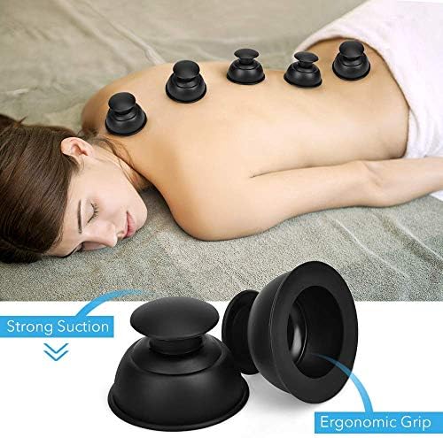 Silicone Cupping Therapy Sets Cups Massage, 12pcs Professional Vacuum Cupping Anti Cellulite Suction Cup for Facial Body Massage, Deep Tissue, Myofascial Release, Pain Relief, Muscle Relaxation(Black)