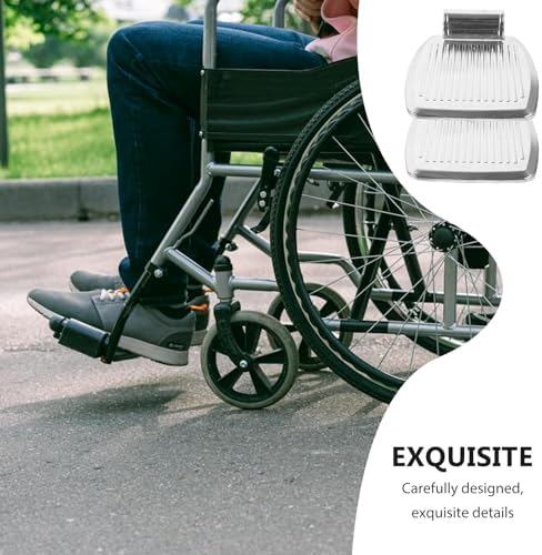 1 Pair General Wheelchair Foot Pedal and Heavy Duty Footrest Replacement, 1.9Cm Hole Aluminum Alloy Footplates for Elderly Mobility Aid, Lifting and Elevating Wheelchair Leg Rest
