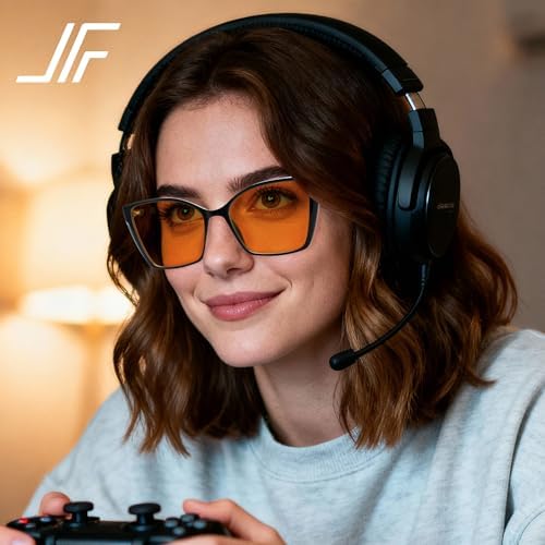 Women's Sleep Blue Light Blocking Glasses, Cat Eye Computer Gaming Glasses Anti Eyestrain & UV Glare (Orange Lens Black Frame)
