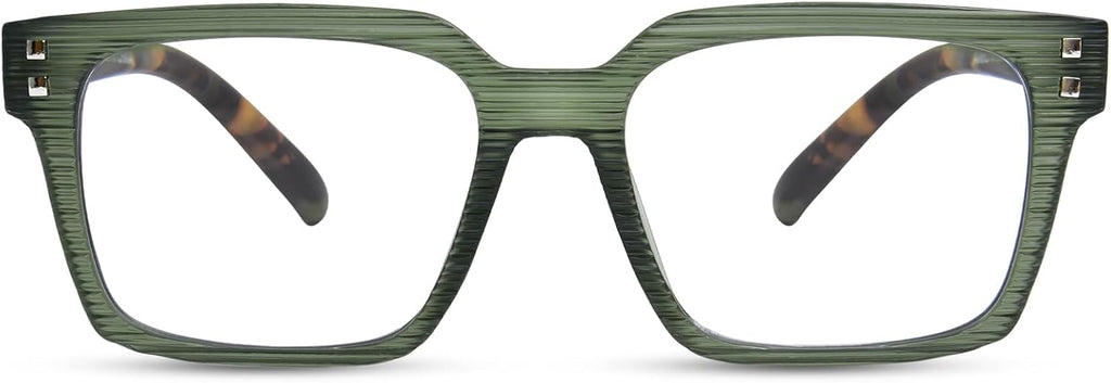 FONHCOO Reading Glasses for Women Men- Blue Light Reading Glasses with Spring Hinge, Anti Glare/Eyestrain Computer Readers