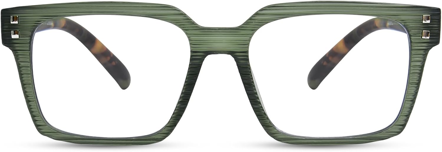 FONHCOO Reading Glasses for Women Men- Blue Light Reading Glasses with Spring Hinge Computer Readers