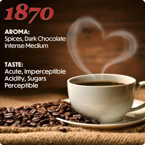 1870 by Caffè Barbera: Hesperia Premium Whole Bean Roasted Coffee, 4 Bean Blend from Indonesia and Brazil, Roasted in Italy by a Single Family over 150 years and 6 Generations (since 1870), 2.2lb / 1kg