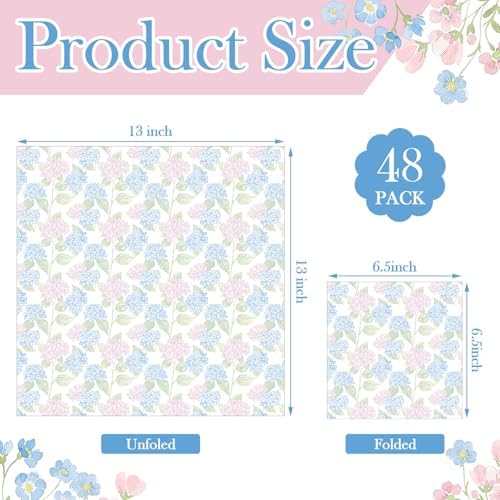 Tenceur 48 Pack 24 Style Assorted Floral Decoupage Napkins Decorative Toile Tissue Paper Pretty Flower Cocktail Napkin for Crafting DIY Spring Mothers Day Wedding Party, Each Unfolded 13 Inch