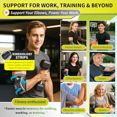 BLITZU Elbow Compression Sleeve for Tendonitis 2 Pack, Tennis Elbow Brace Support for Men and Women Golfers Elbow Pain Relief, Arthritis, Bursitis, Arm Brace for Workout, Weightlifting Purple M