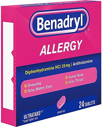 Benadryl Allergy Relief 25 mg Diphenhydramine HCl Tablet, 24 per Box