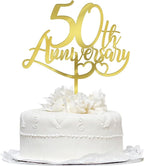 50th Anniversary Cake Topper Gold Glitter,50th Birthday Cake Decoration，50th Anniversary Party Decorations，50th Anniversary Wedding Party Cake Decoration Supplies (Acrylic gold)