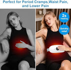 Portable Heating Pad for Period Cramps: Cordless Menstrual Heating Pad with 3 Heat Levels and 3 Massage Modes, 3s Fast Heating for Women and Girl White