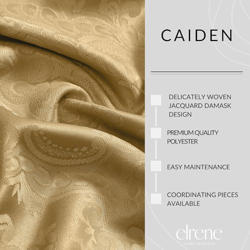 Elrene Home Fashions Caiden Elegance Damask Fabric Napkins (Set of 4), 17" x 17", Gold