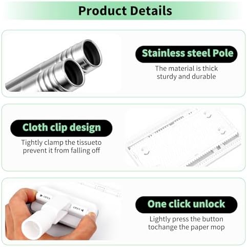 Automatic Cloth Changing Mini Mop, 360°Rotating Head Face Towel Cleaning Mop with 5 Replacement Cloths for Window Bedroom Living Room