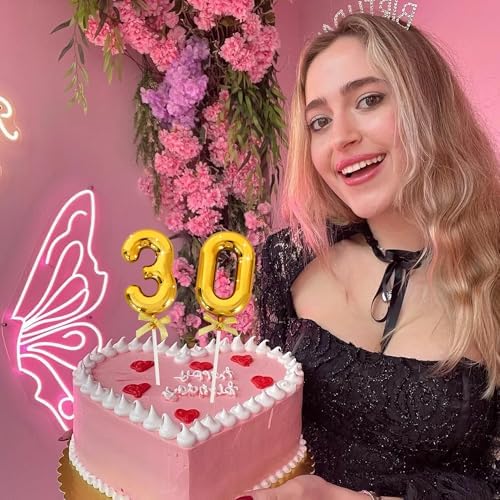 BEISHIDA 3D Number Cake Topper Gold 30 Numbers Happy 30th Birthday Cake Toppers Cheers to 30 Years for Birthday Wedding Anniversary Decorations