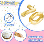 70th Birthday Candles for Cake,Gold Number Candles for Happy Birthday Cake Toppers,Birthday Decorations for Women Men Party Anniversary Wedding