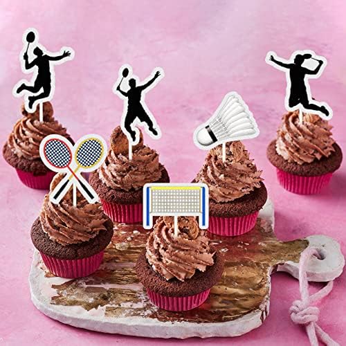 18 Pcs Badminton Theme Cupcake Toppers badminton Lovers Party Supplies Sparkle Glitter Cake Decor,Sports Party Decorations- Birthday Cupcake Toppers