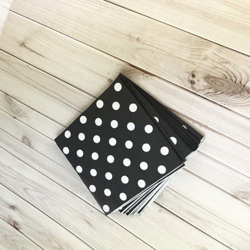 White Polka Dots Black Napkins,2-Ply Wedding Party Paper Napkins Everyday Napkins for Birthday Graduation Shower,40 pcs 6.5 in