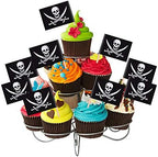 100 Pieces Pirate Cocktail Toothpicks Flags Cake Toppers for Food, Appetizer, Cocktail, Cupcake Decoration for Kids Halloween Birthday Party Decorations (100)