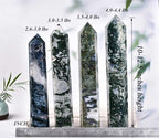 AMOYSTONE Extra Large Healing Crystal Obelisk Towers Moss Agate Point Wand Home Decor Reiki Healing 2.2-2.6LBS